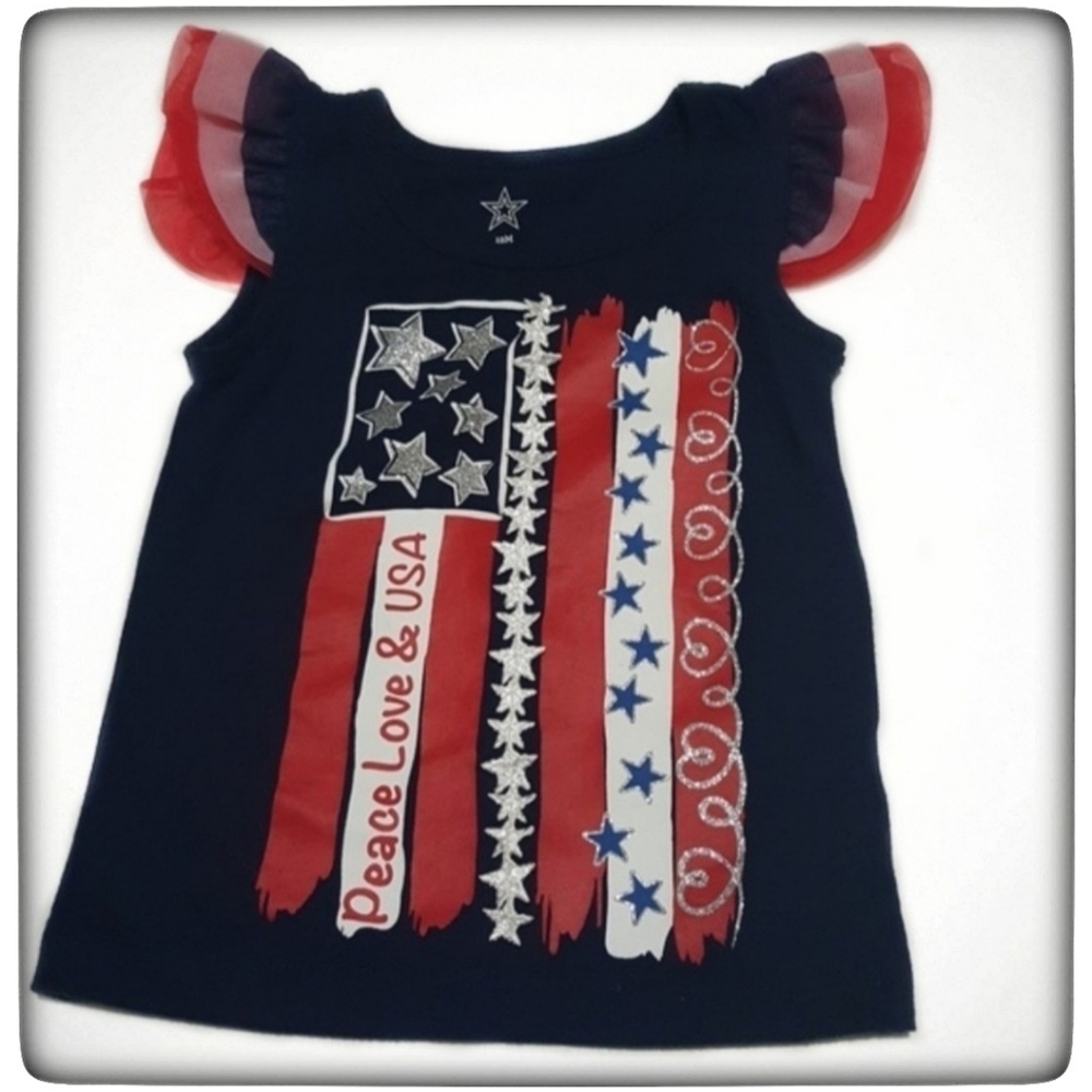 Baby Girl 4th of July USA Flag Tank Top-Size 12M